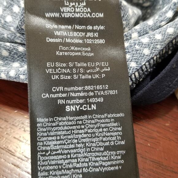 Vero Moda Women's Black Polka Dot Long Sleeve Bodysuit Size Small - Picture 8 of 11